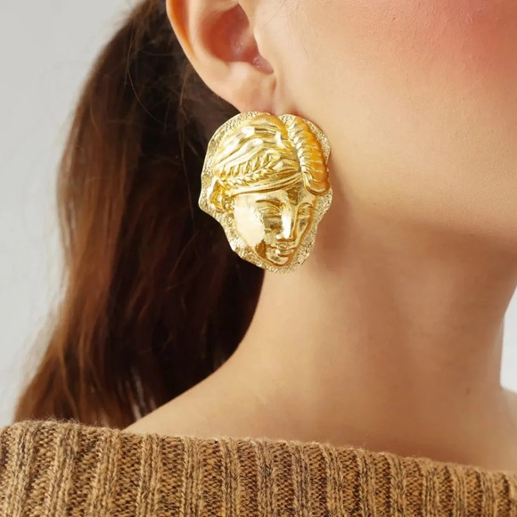 ZARA FACE GOLD EARRINGS - Picture 5 of 10